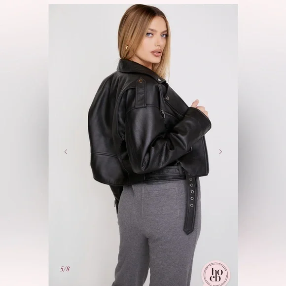 House of CB ‘Lumia’ Black Leather Jacket size Medium - Picture 6 of 17